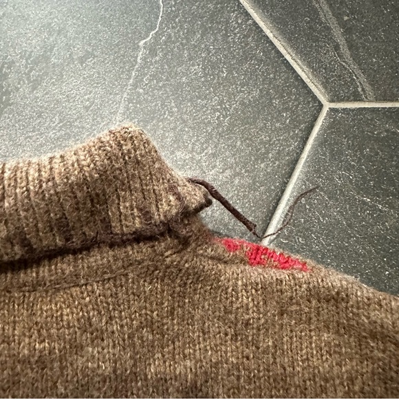 Brown Chunky Knit Reindeer Gloves Fair Isle Zip Cardigan Sweater - Picture 5 of 9